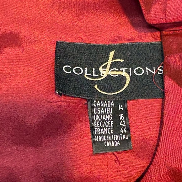 red two-piece formal gown is a vintage set by JS Collections size 14 formal - Picture 6 of 10